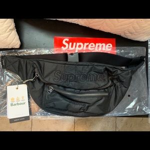 Supreme Barbour Waxed Cotton Waist Bag